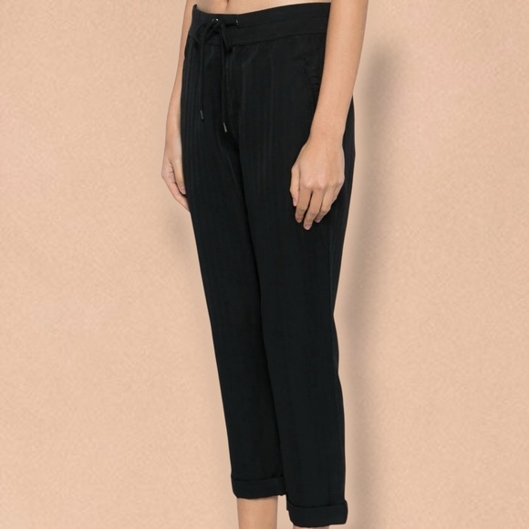 NWT James Perse ‘Classic Hino Tapered Drawstring Waist Pants’ in Black Size 2/M - Picture 1 of 15